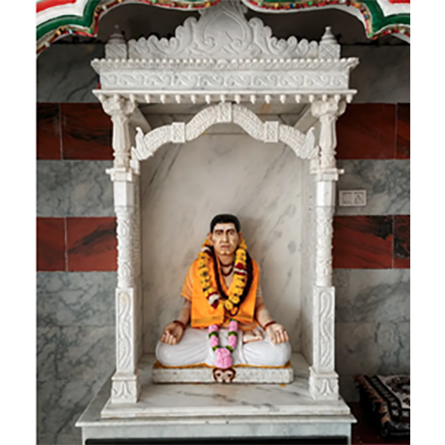 White Marble Shrine with Seated Saint