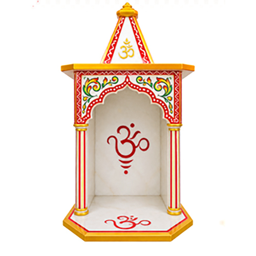 Ornate Painted Marble Mandir Shrine