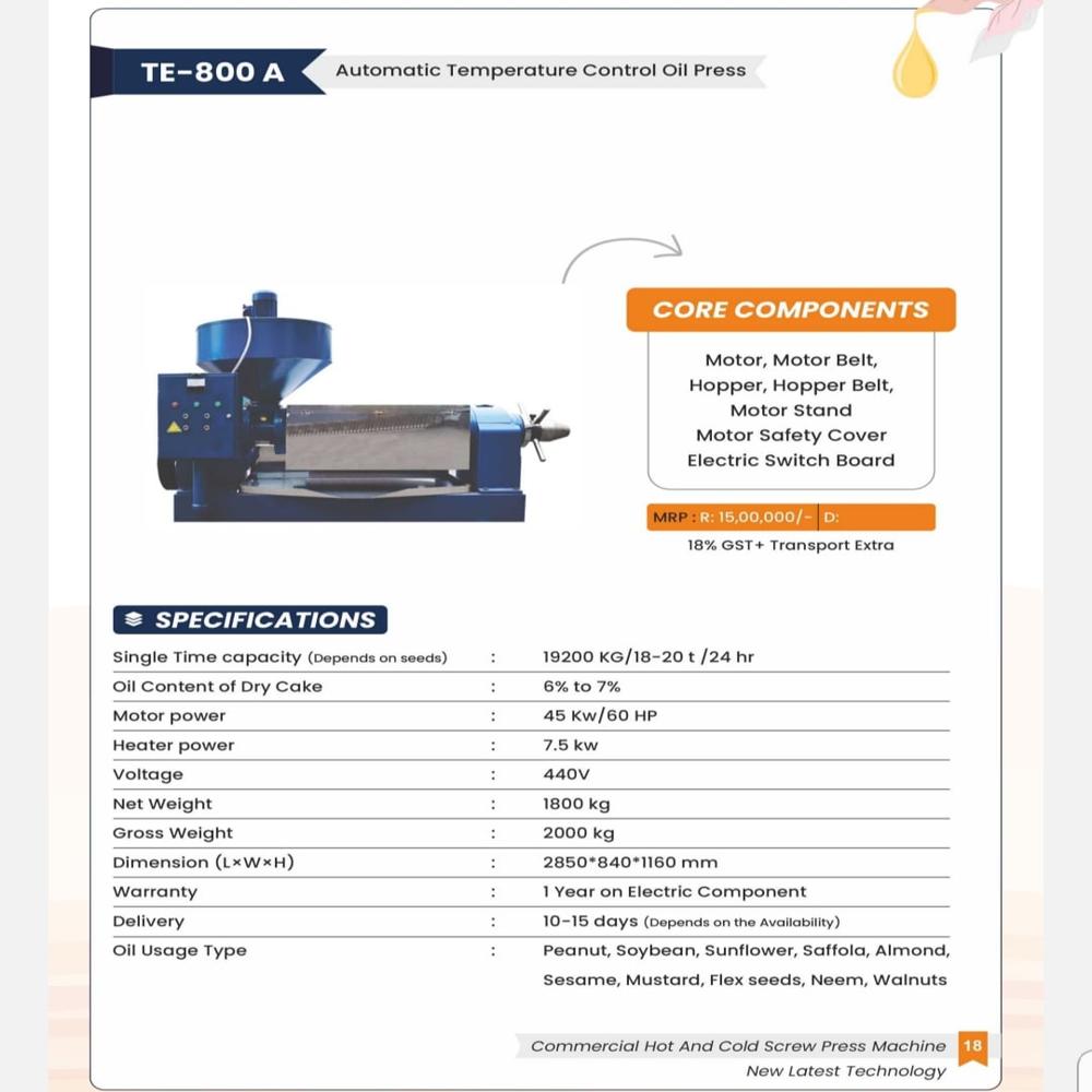 Commercial Oil Expeller Press Machinery