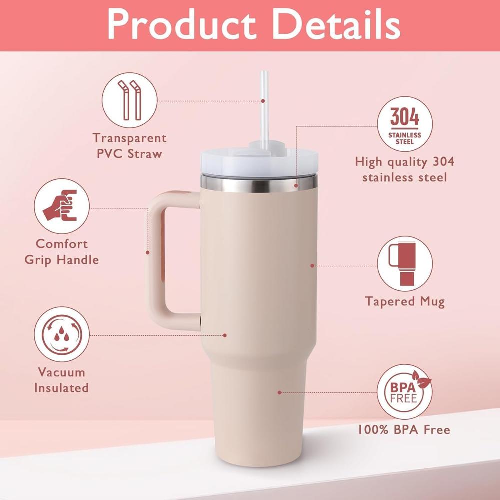 HEAVY Vacuum Insulated Tumbler (Rose Quartz)
