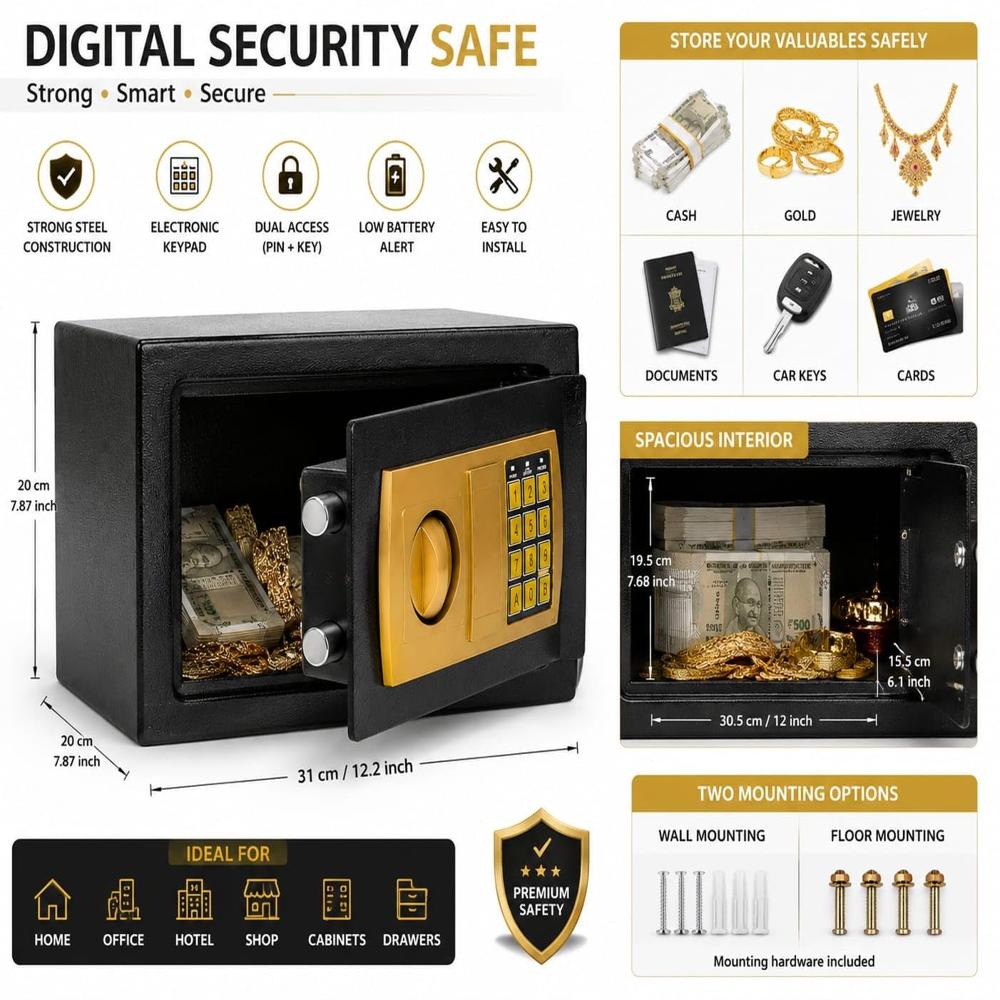 IRON SAFE LOCKER (SMALL SIZE 12.5 8 INCH )