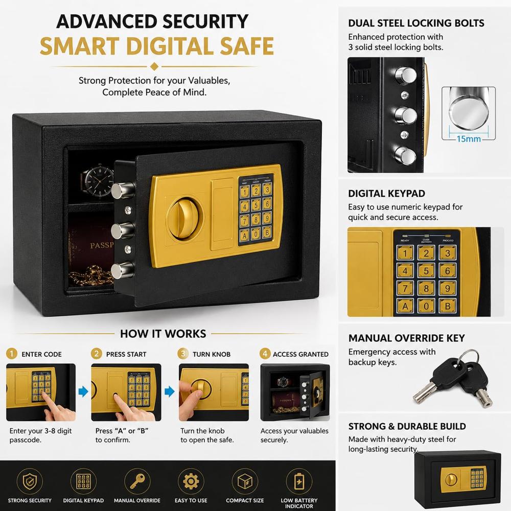 IRON SAFE LOCKER (SMALL SIZE 12.5 8 INCH )