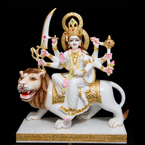 Majestic Marble Durga on Lion