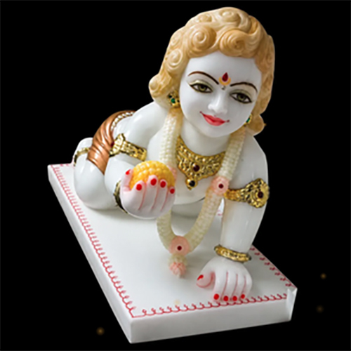 Marble Baby Deity with Golden Accents