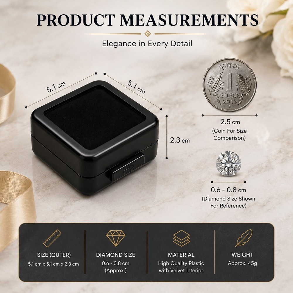 Metal Loose Diamond & Gemstone Display Box with Transparent Glass Top