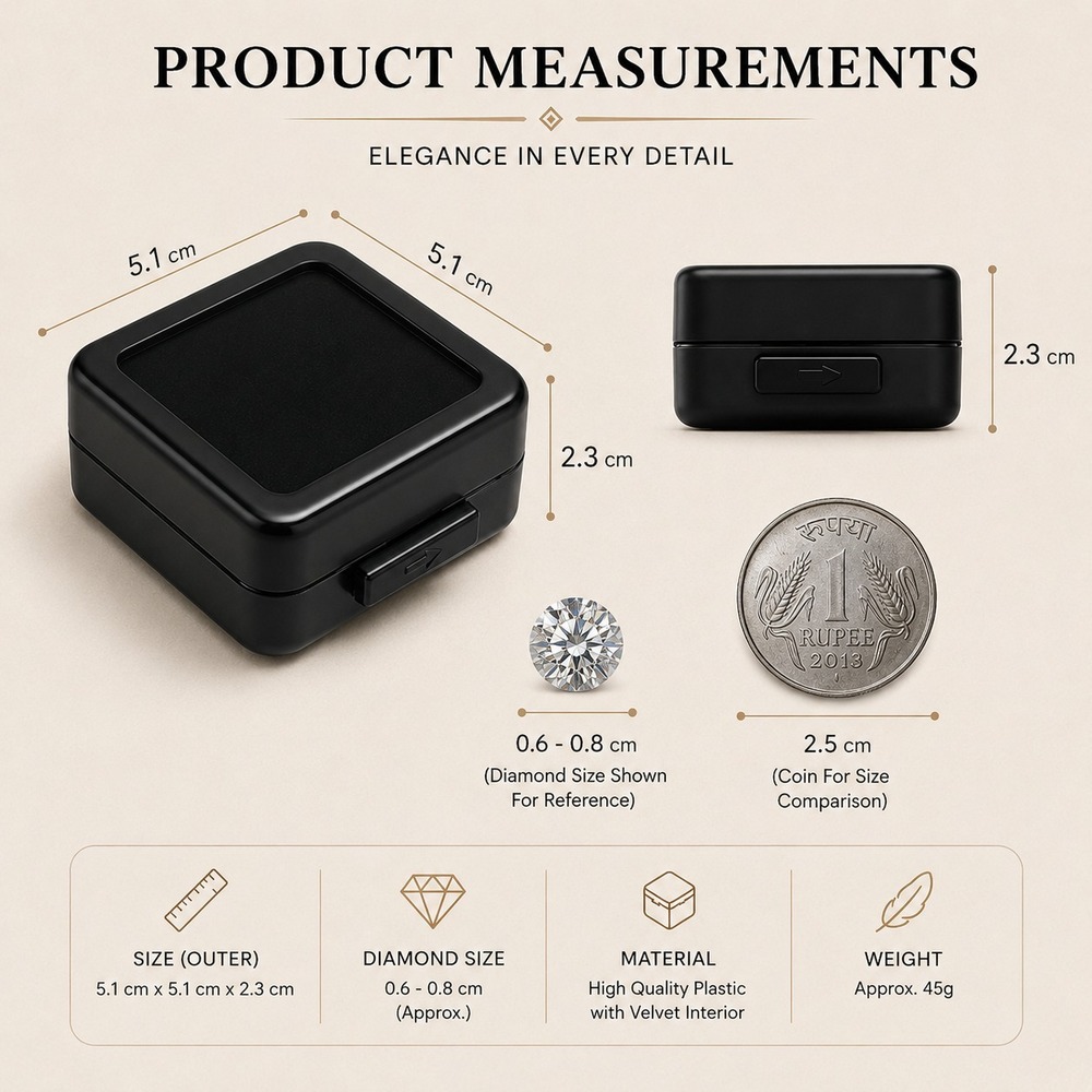 Metal Loose Diamond & Gemstone Display Box with Transparent Glass Top