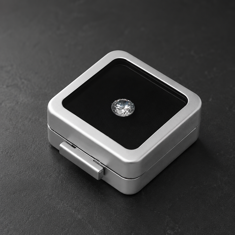 Metal Loose Diamond & Gemstone Display Storage Collection Box with Glass Top Lid