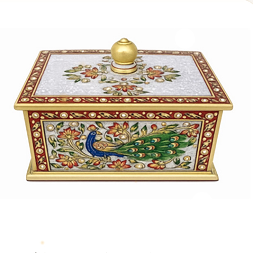 Marble Peacock Jewelry Box