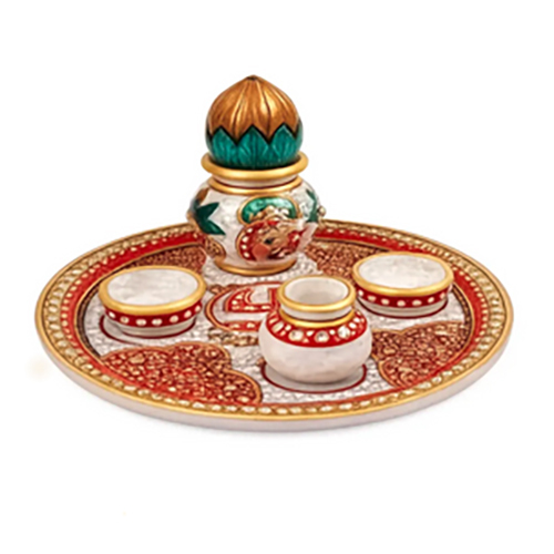 Marble Pooja Thali Set with Kalash