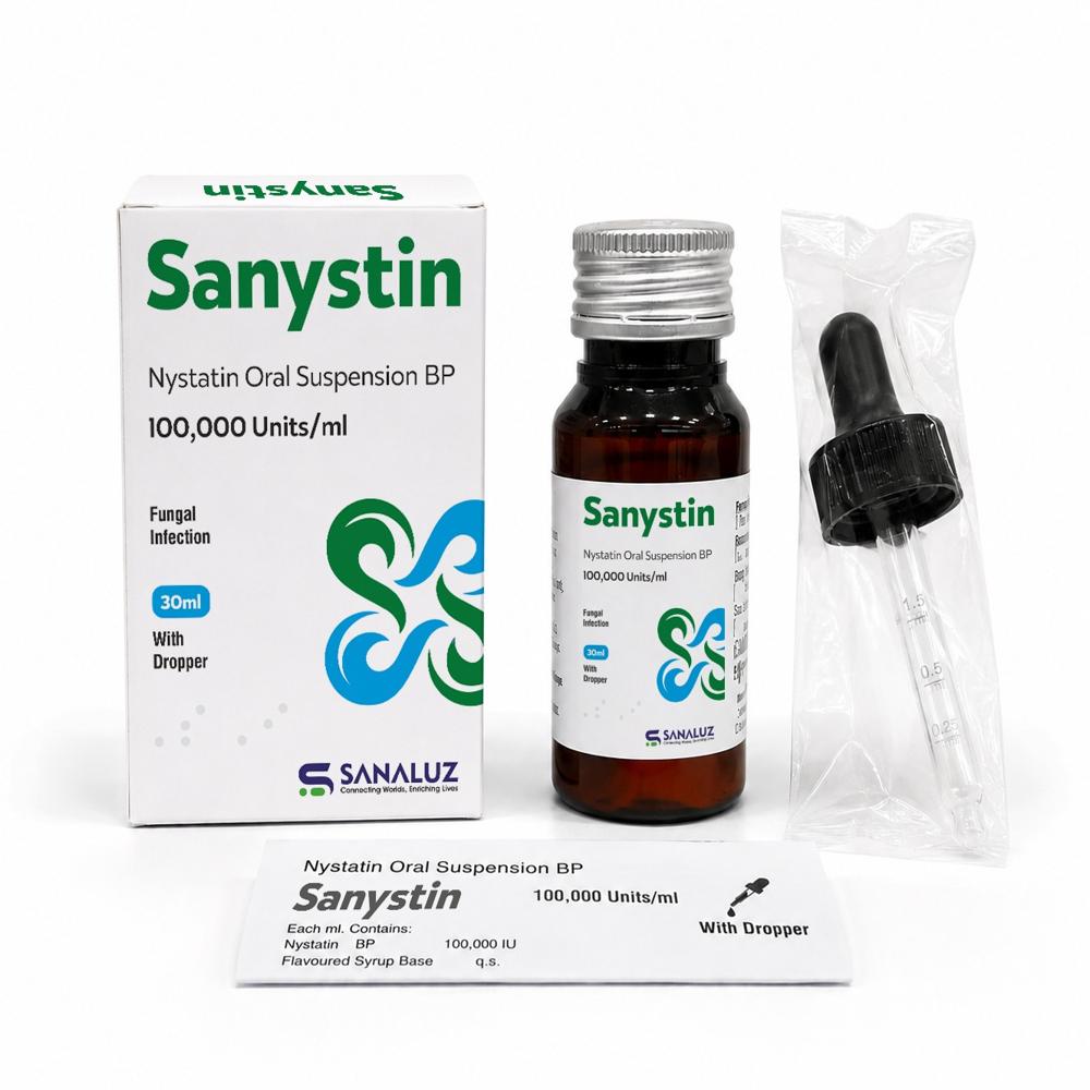 Sanystin - Nystatin 100,000 Units/ml Oral Suspension 30ml