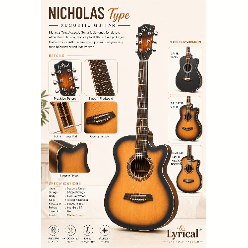 Nicholas Type Acoustic Guitar - Color: Sunburst