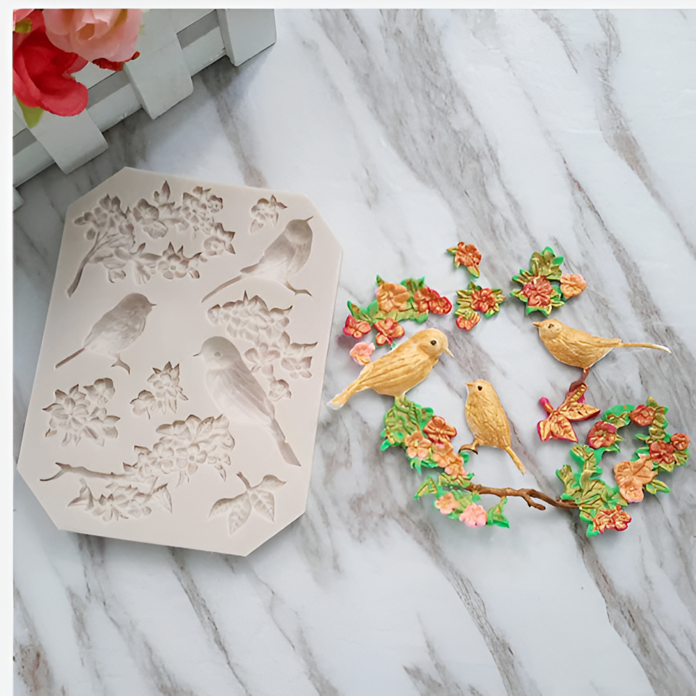 Bird & Blossoms Flower Silicone Candle Mould