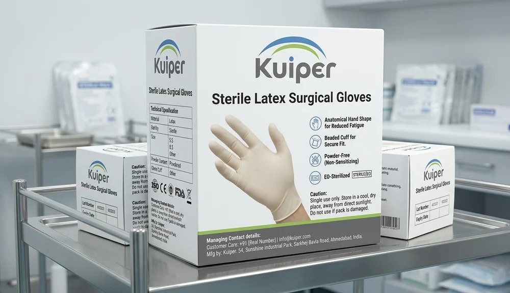 Sterile Latex Surgical Gloves Powdered Size 7 Kuiper