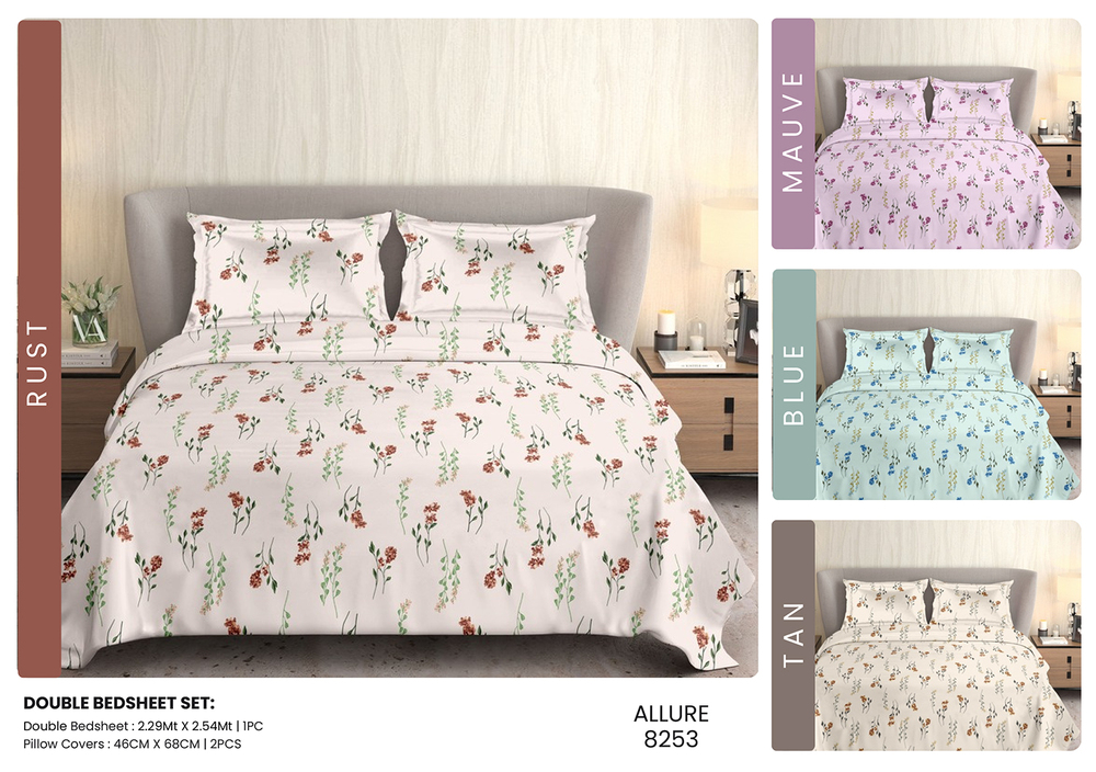 8253 Allure Printed Double Bedsheet Set