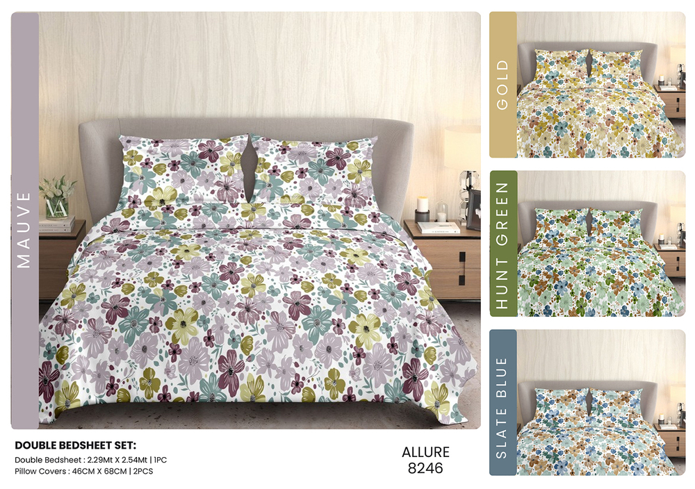 8246 Allure Premium Quality Double Bedsheet Set