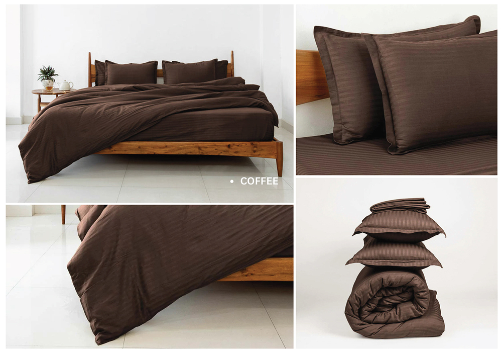 Coffee Reversible Striped Comforters