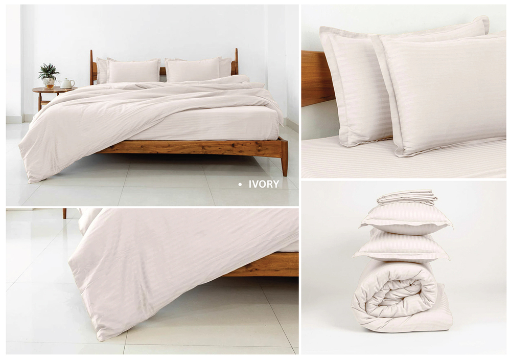 Ivory Reversible Striped Comforters