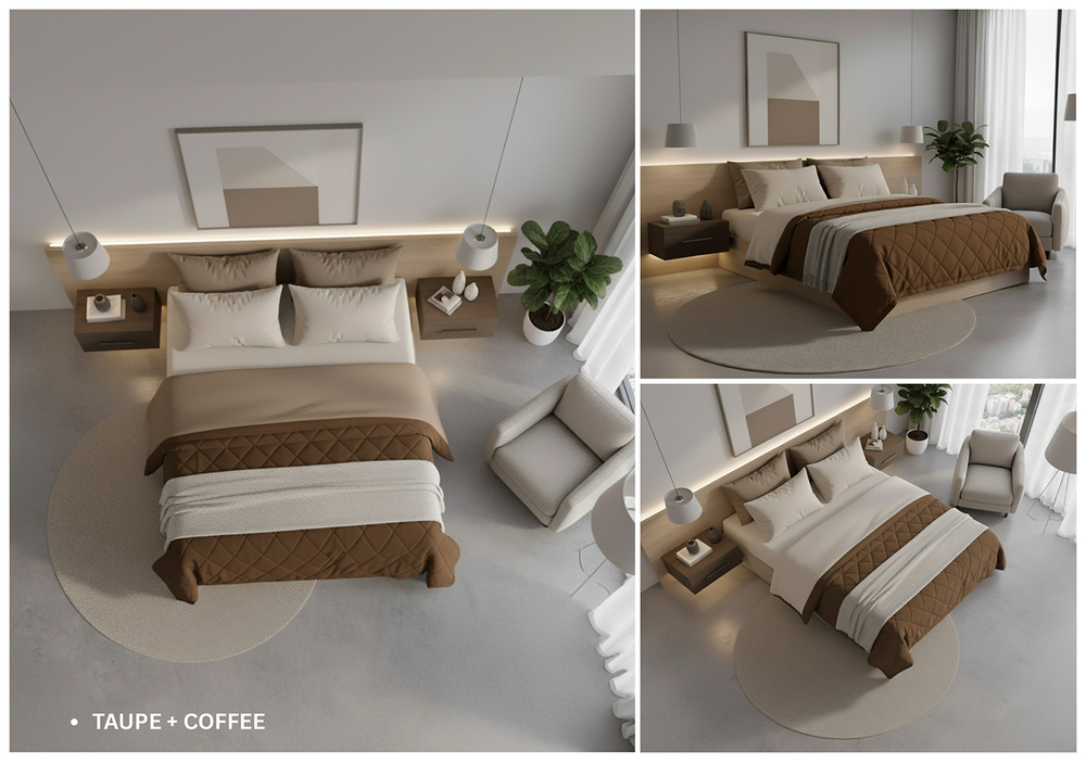 Taupe Coffee Fluffy Plain Comforter