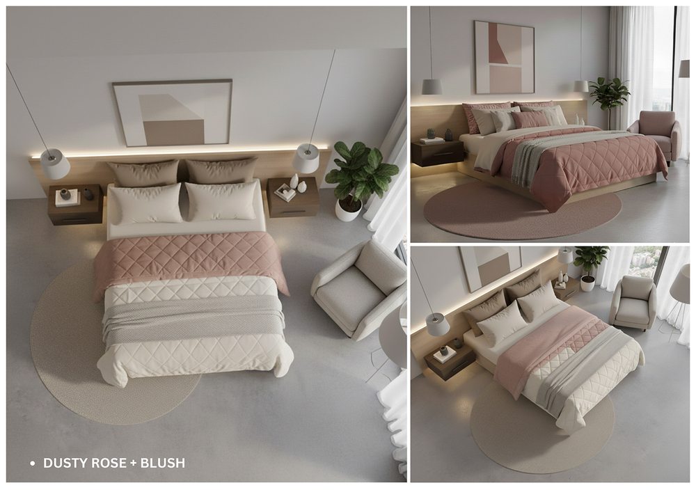 Dusty Rose Blush Fluffy Plain Comforter