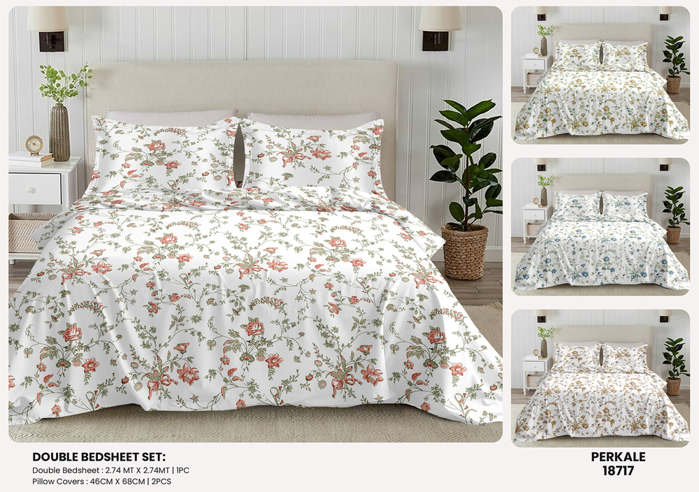 18717 Opulent Perkale Printed Double Bedsheet