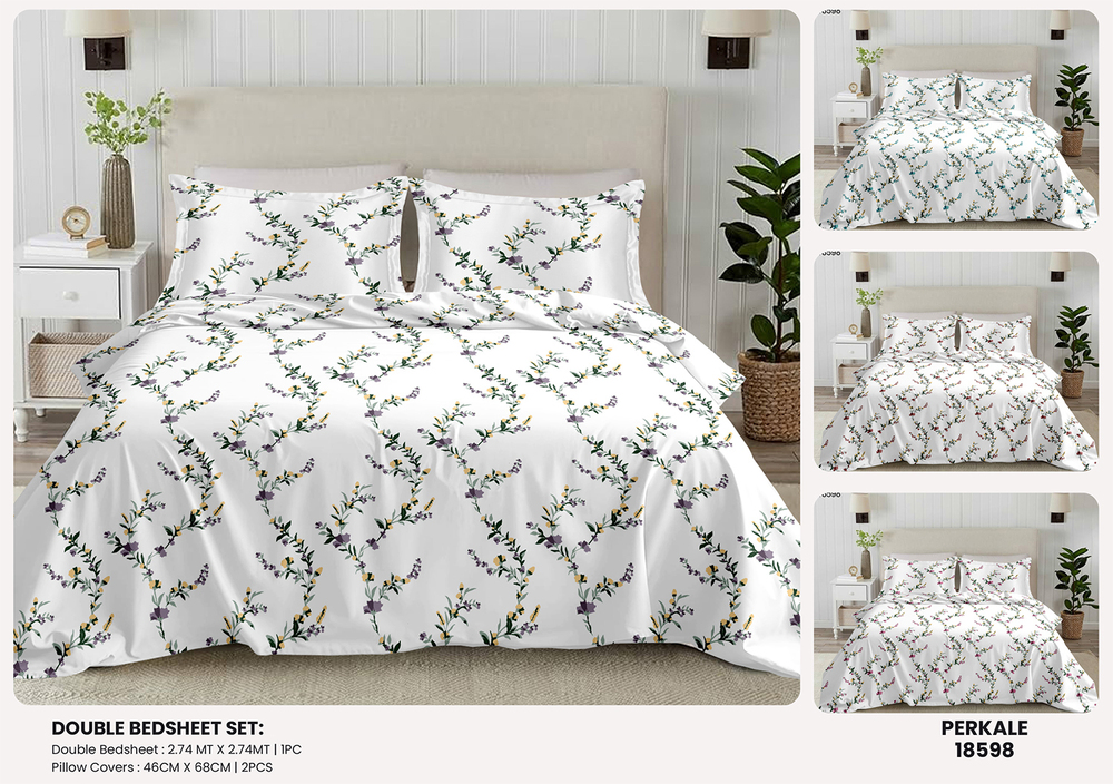 18598 Opulent Perkale Cotton Double Bedsheet