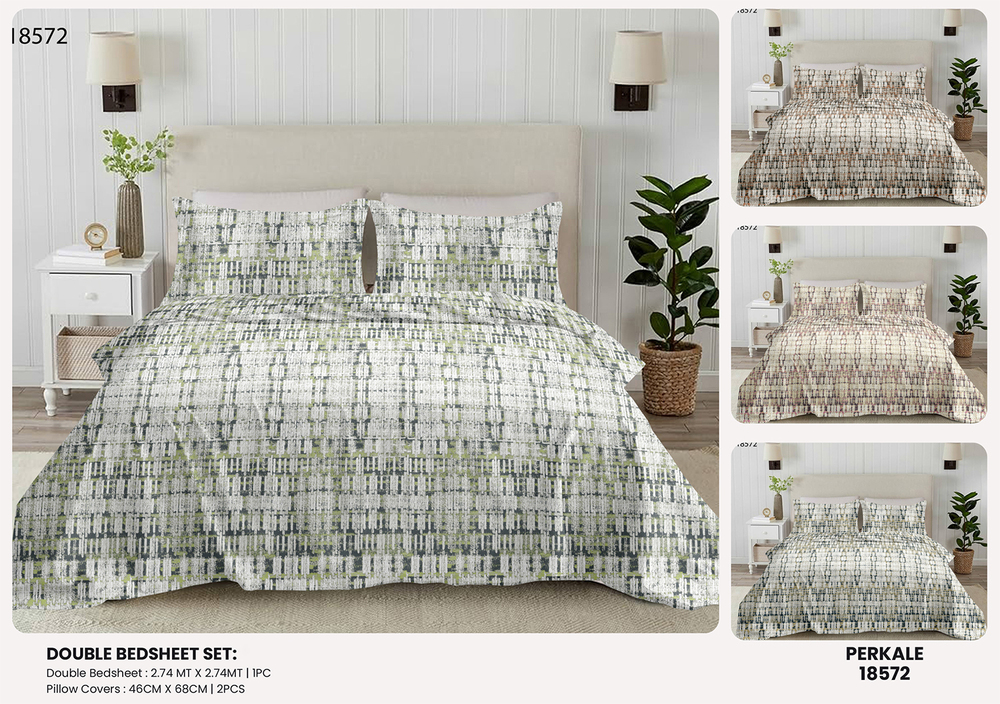 18572 Opulent Perkale Premium Quality Double Bedsheet