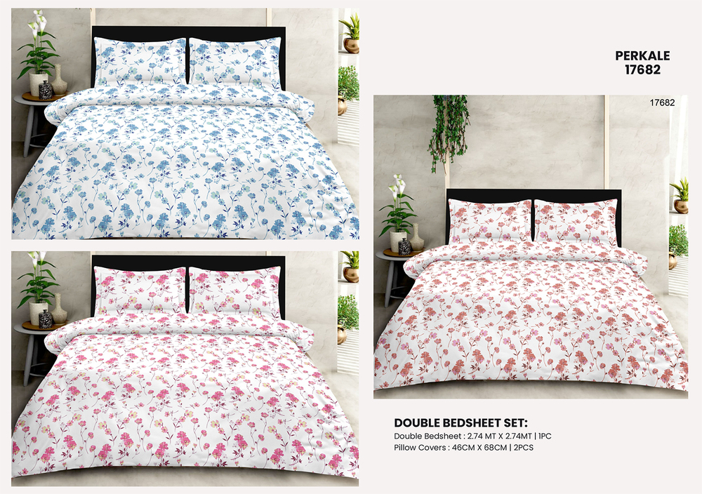 17682 Perkale Cotton Double Bedsheet
