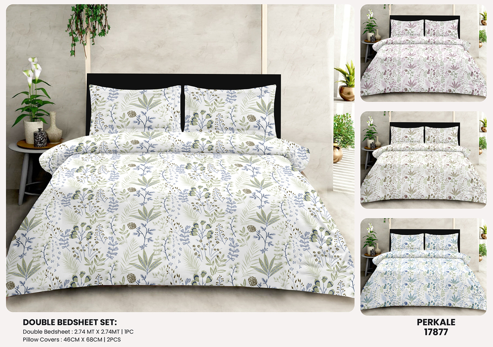 17877 Perkale Super Soft Double Bedsheet