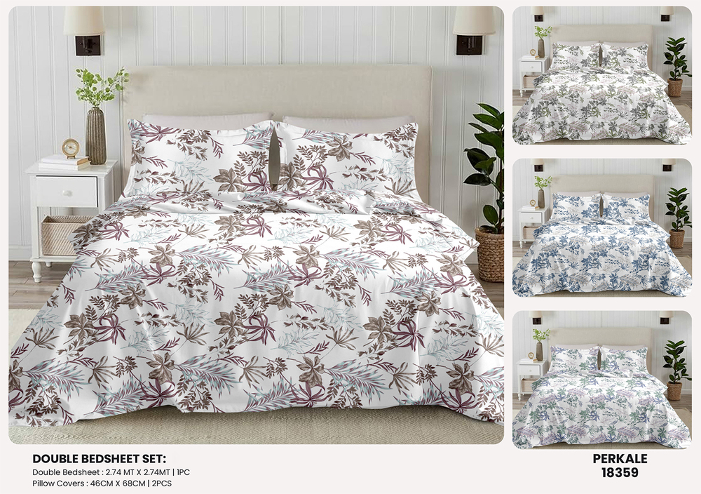 18359 Perkale Premium Quality Double Bedsheet