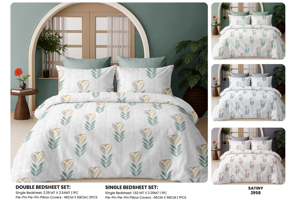 2958 Satiny Double Bedsheet