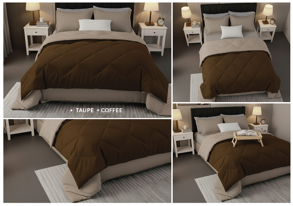 Taupe Coffee Solid Reversible Comforter