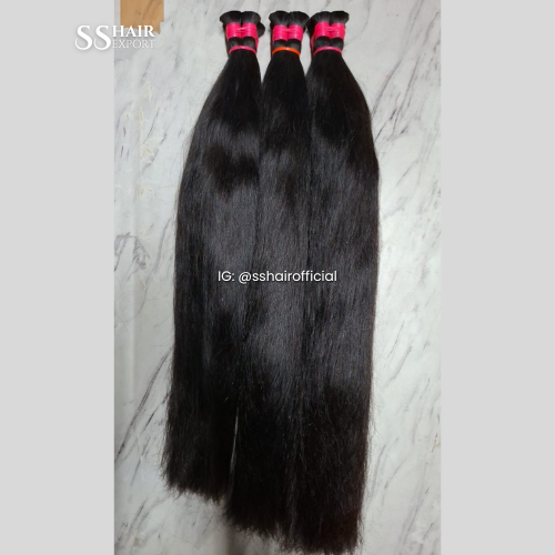 Straight Double Drawn Bulk Human Hair Braiding 100gm No Weft Bundle
