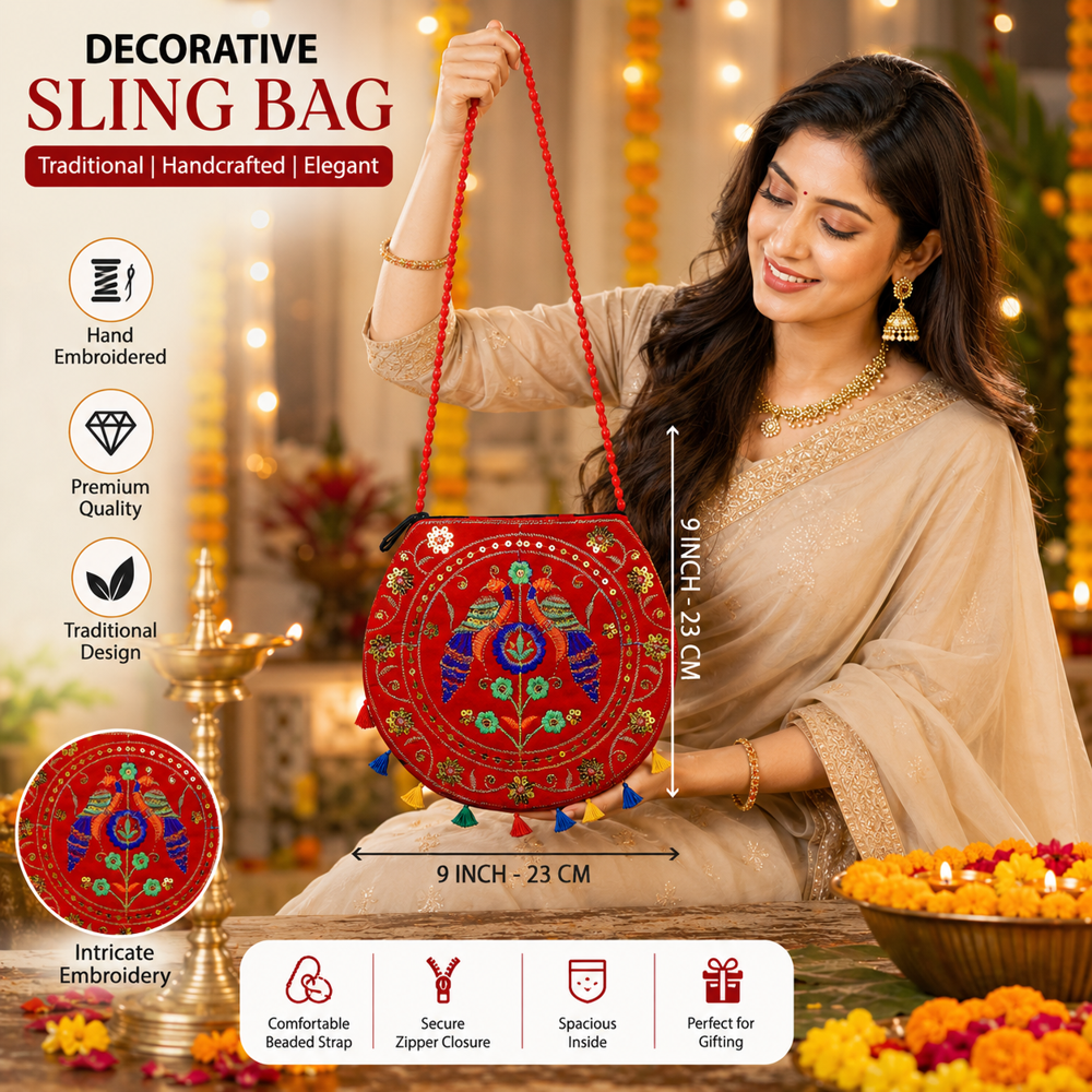 Traditional Embroidery Shoulder Purse for Women