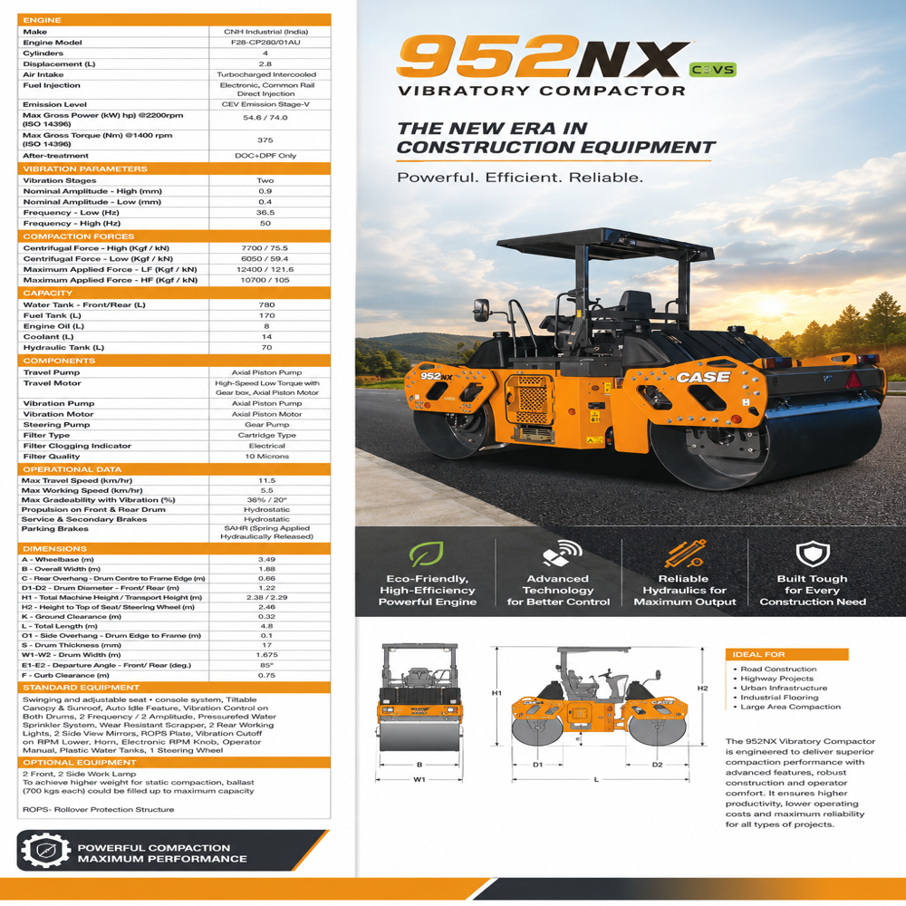 CASE 952NX ride on roller 
