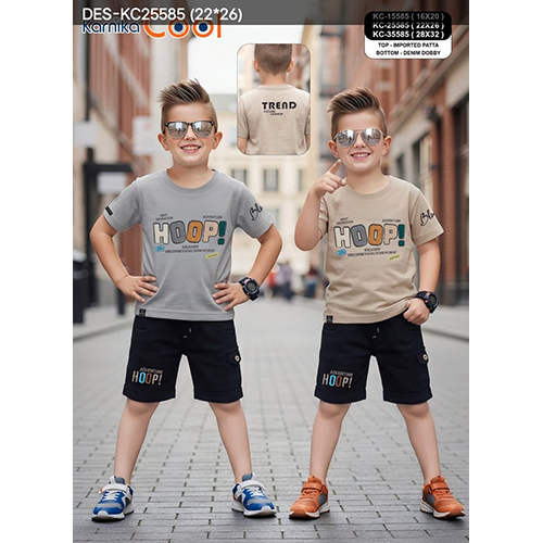 Karnika Cool Imported Patta T-Shirt with Dobby Denim Shorts