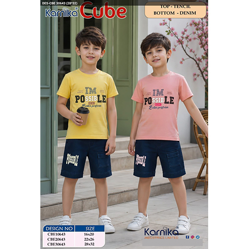 Karnika Cube Tencil Tshirt with Denim Short
