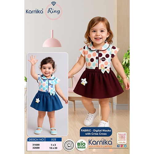 Karnika Ring Digital Wacko with Criss Cross Fabric Girls Dress
