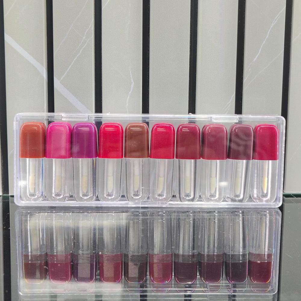 0.8ml each 10 Bottle Complete Set Plastic Liquid Lipstick Container.