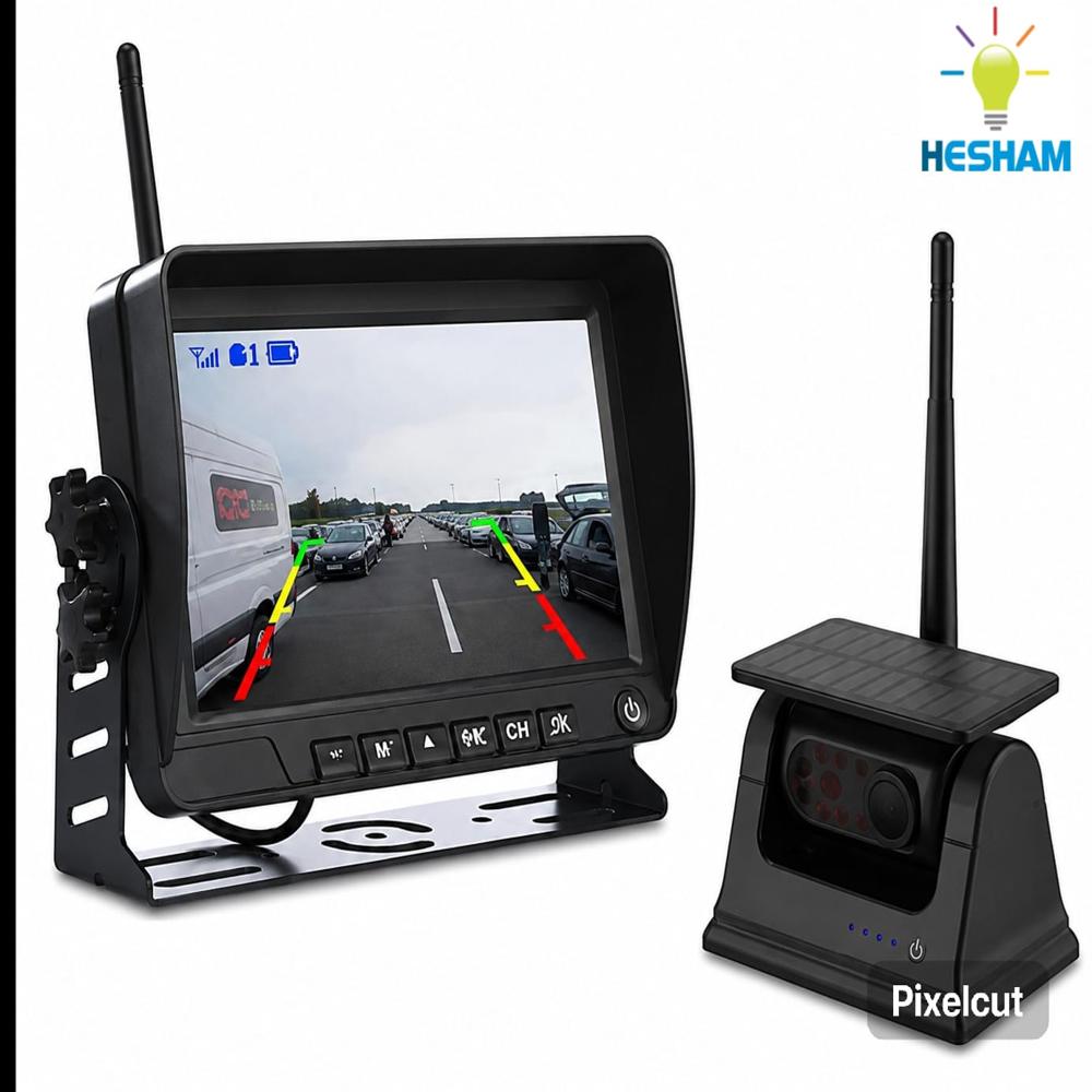 Solar Wireless Rear View Camera System with Wireless 7 inch Monitor