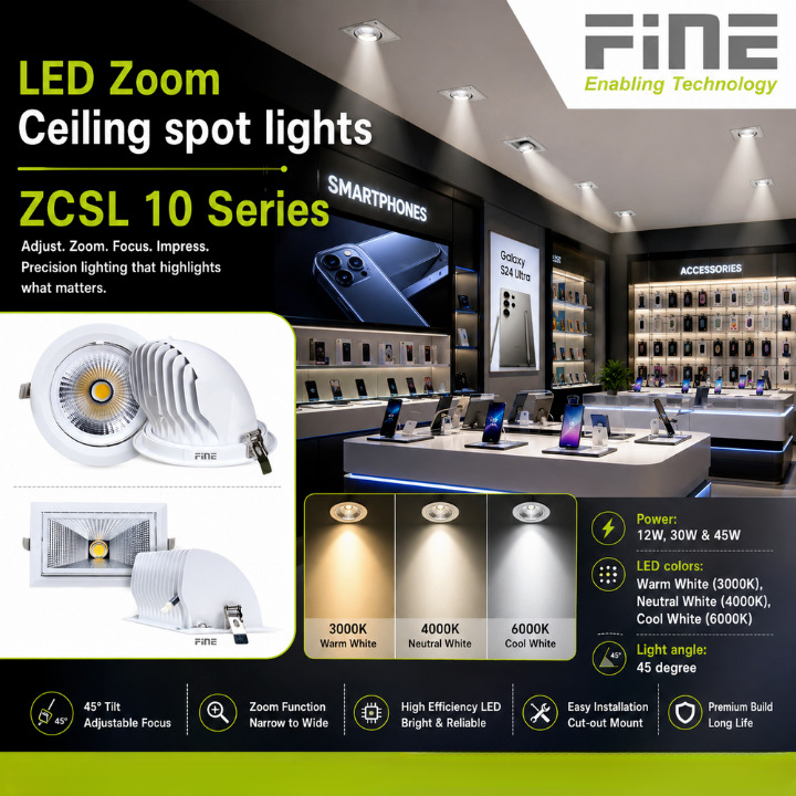 LED zoom ceiling spot lights