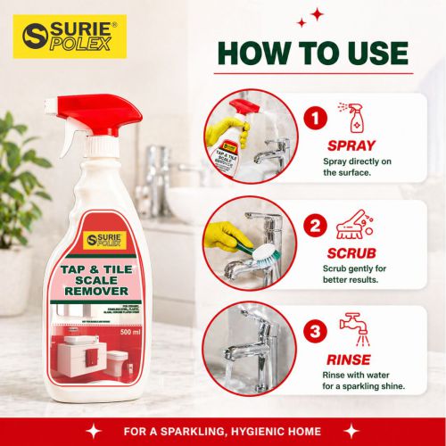 Tap & Tile Scale Remover - Industrial Grade Liquid, Translucent Ph 2-4 | Efficiently Removes Hard Water Stains On Multiple Surfaces, Leaves No Scratches, Natural Fragrance