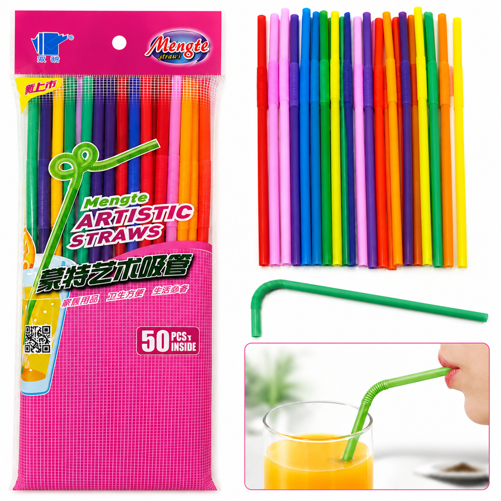Colored Plastic Flexible Straw