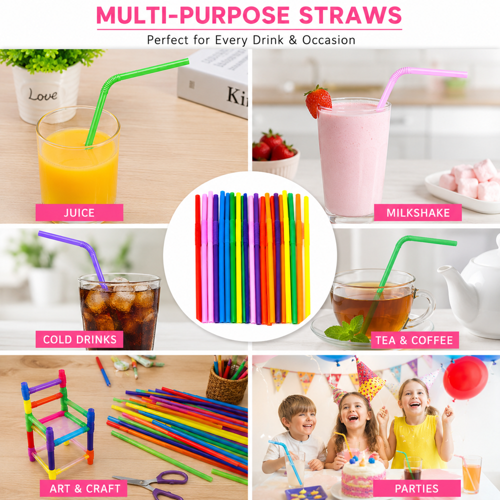 Colored Plastic Flexible Straw