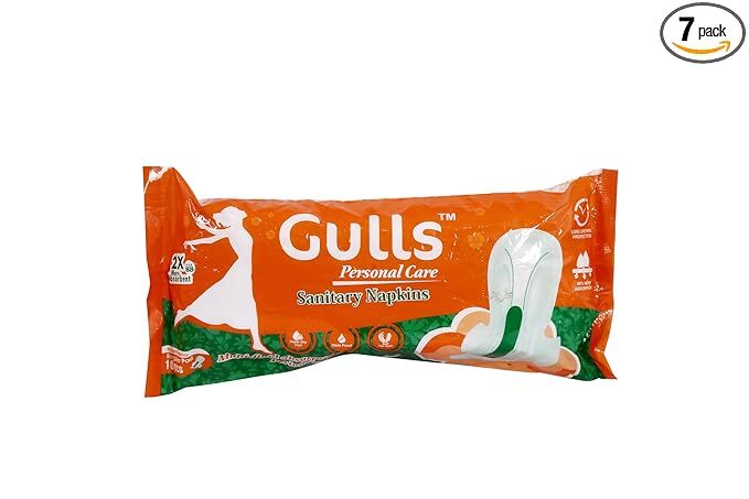 Gulls Personal Care Sanitary Napkins - Large Size (L), Multi-Fluid Absorbent, 90% More Absorption, Long-Lasting Protection, Cotton Feel, Pack of 10