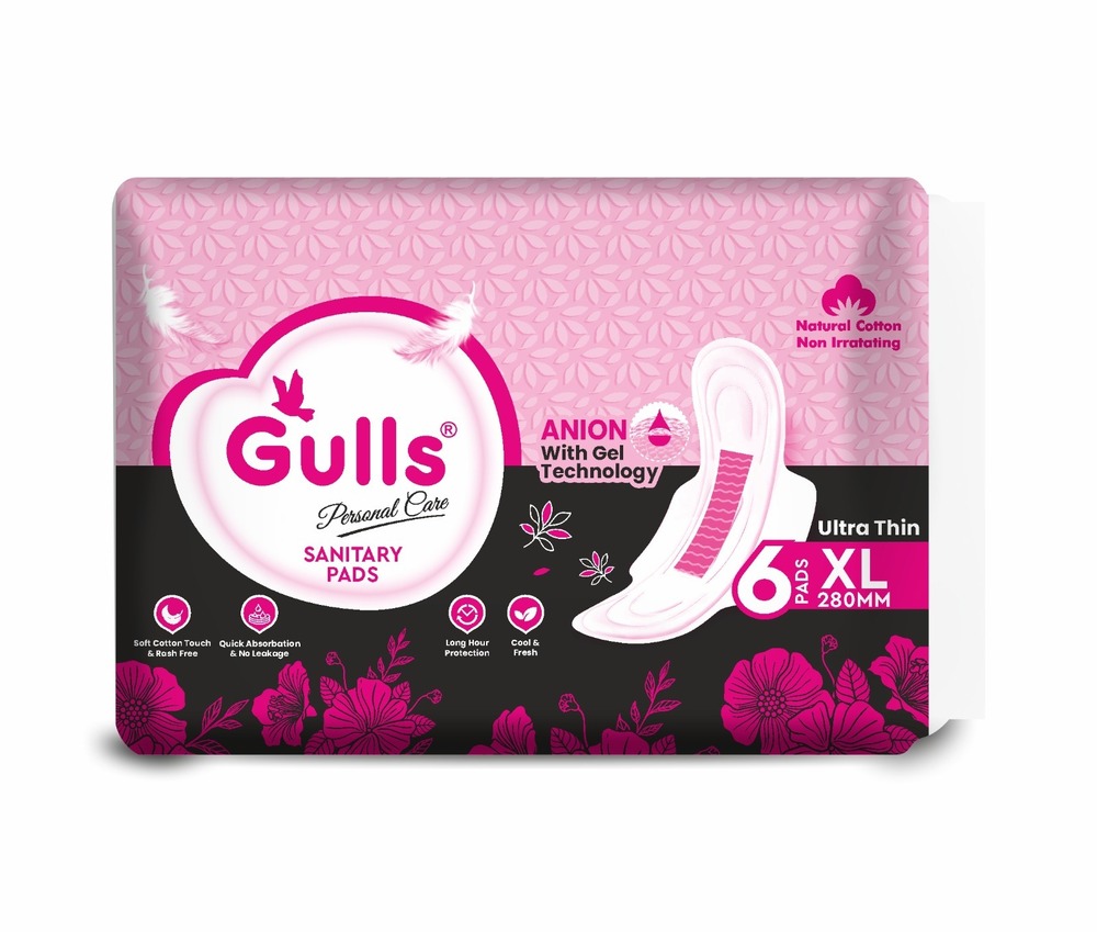 Gulls Ultra With Anion Sanitary Pads Pack Of 6 - Application: Personal Feminine Hygiene During Menstruation