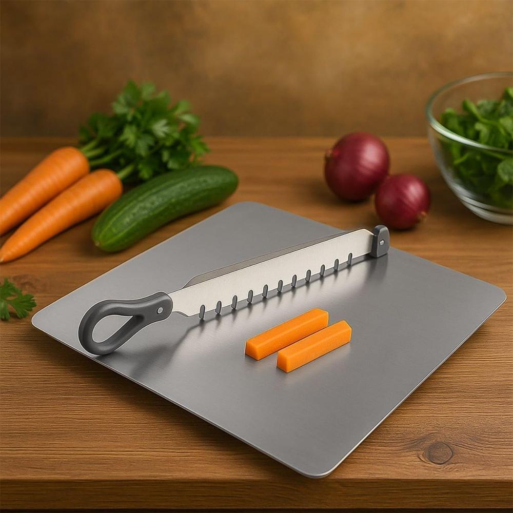 SS CHOPPING BOARD WITH CUTTING TOOL