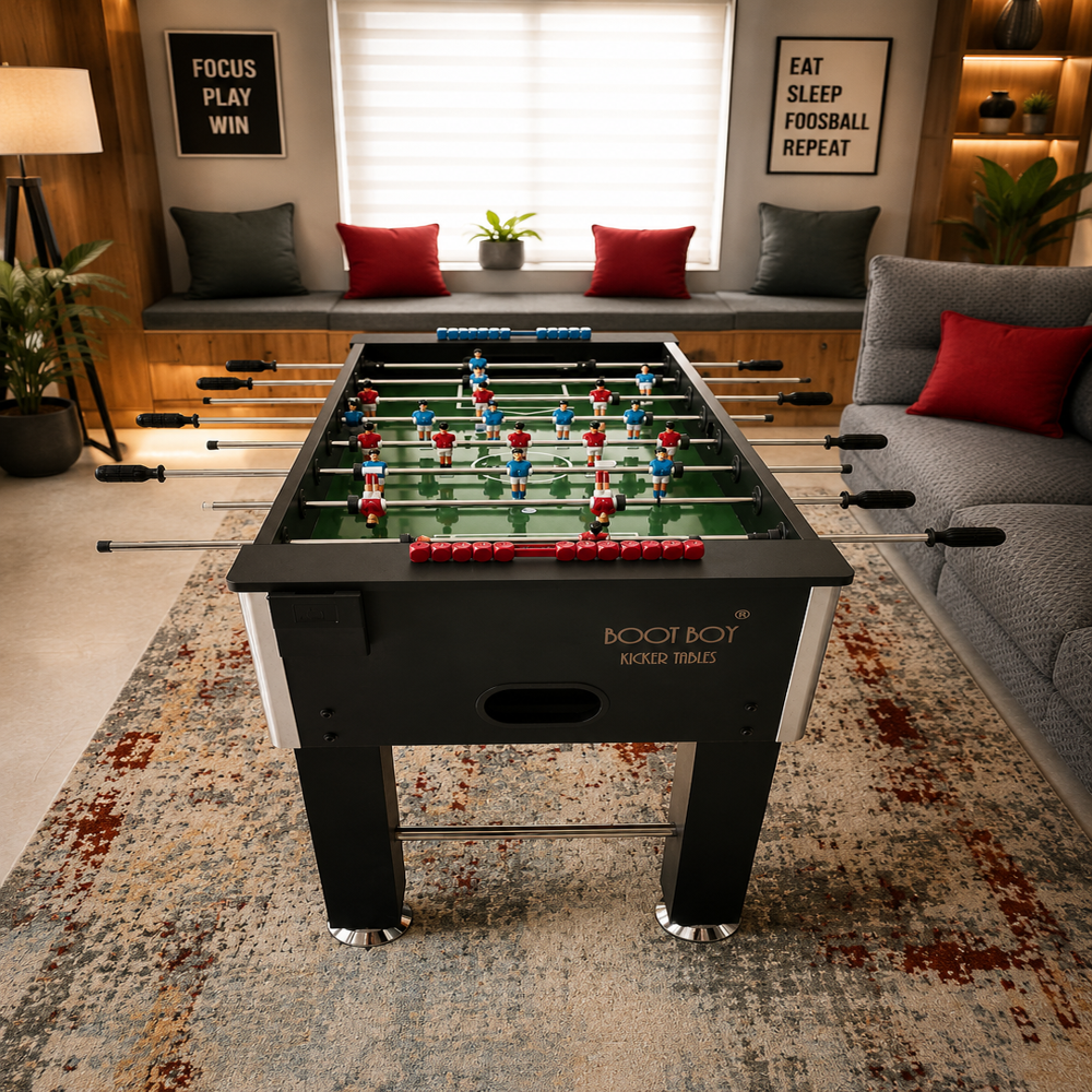 BOOT BOY 'Nero' Foosball Table 48 Inch Strong Sturdy Soccer Table for Adults Vigorous Indoor for Aggressive Games at Home, Office, Co-Living & Co-Working