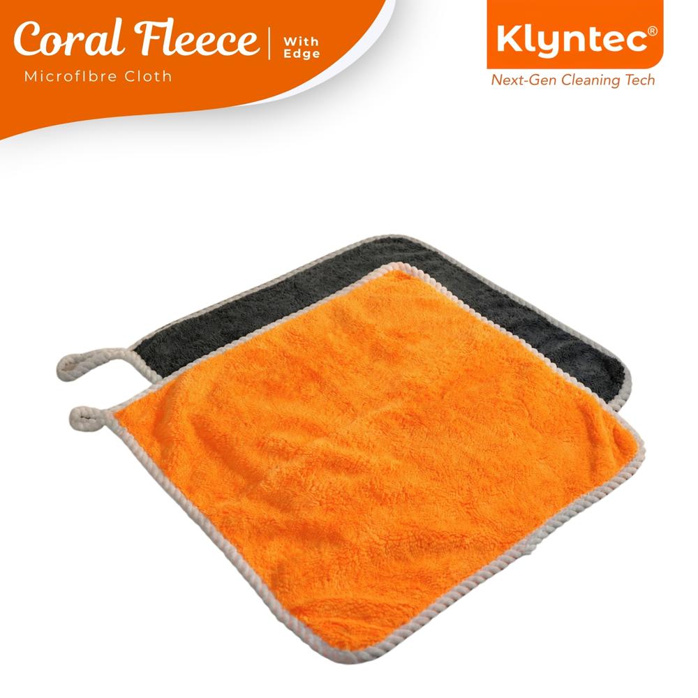 Klyntec 550 GSM Coral Fleece Microfiber Cloth With Edge (40x40 cm)