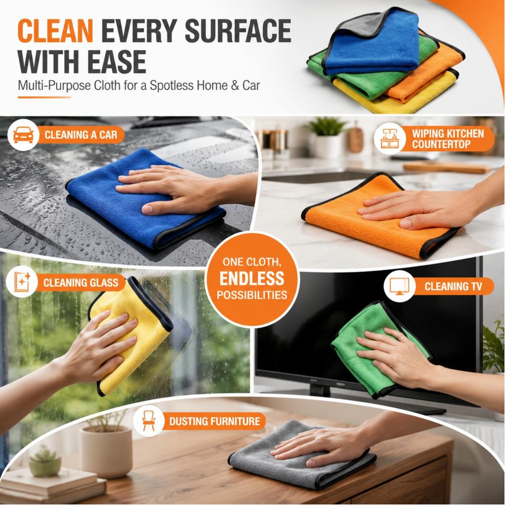 Klyntec 2 Colour 400 GSM Heavy Duty Microfiber Cloth (40x40 Cm)