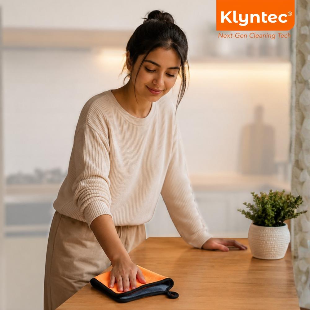 Klyntec 2 Colour 400 GSM Heavy Duty Microfiber Cloth (40x40 Cm)